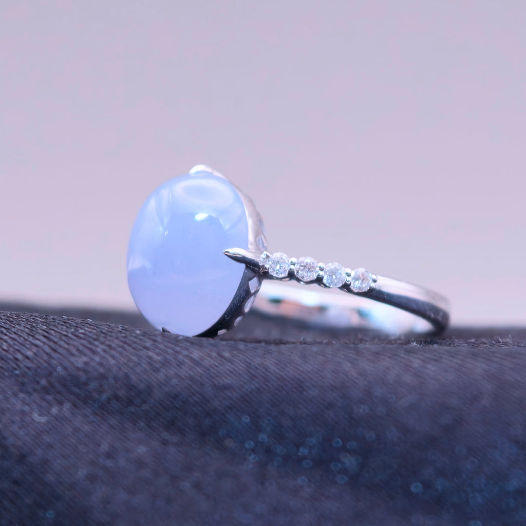 18K Lavender Jadeite Ring｜藍紫翡翠戒指《星軌・藍月》