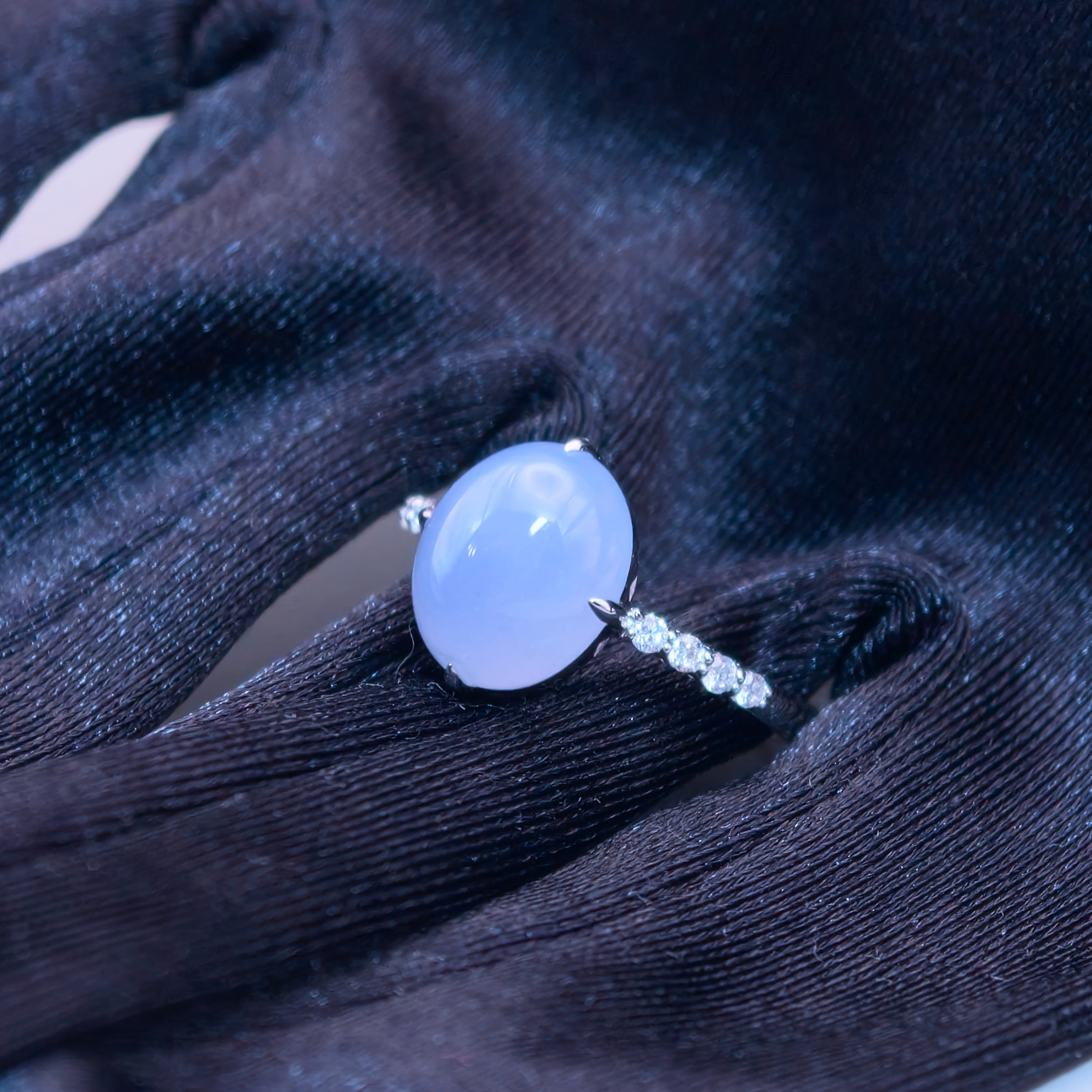 18K Lavender Jadeite Ring｜藍紫翡翠戒指《星軌・藍月》