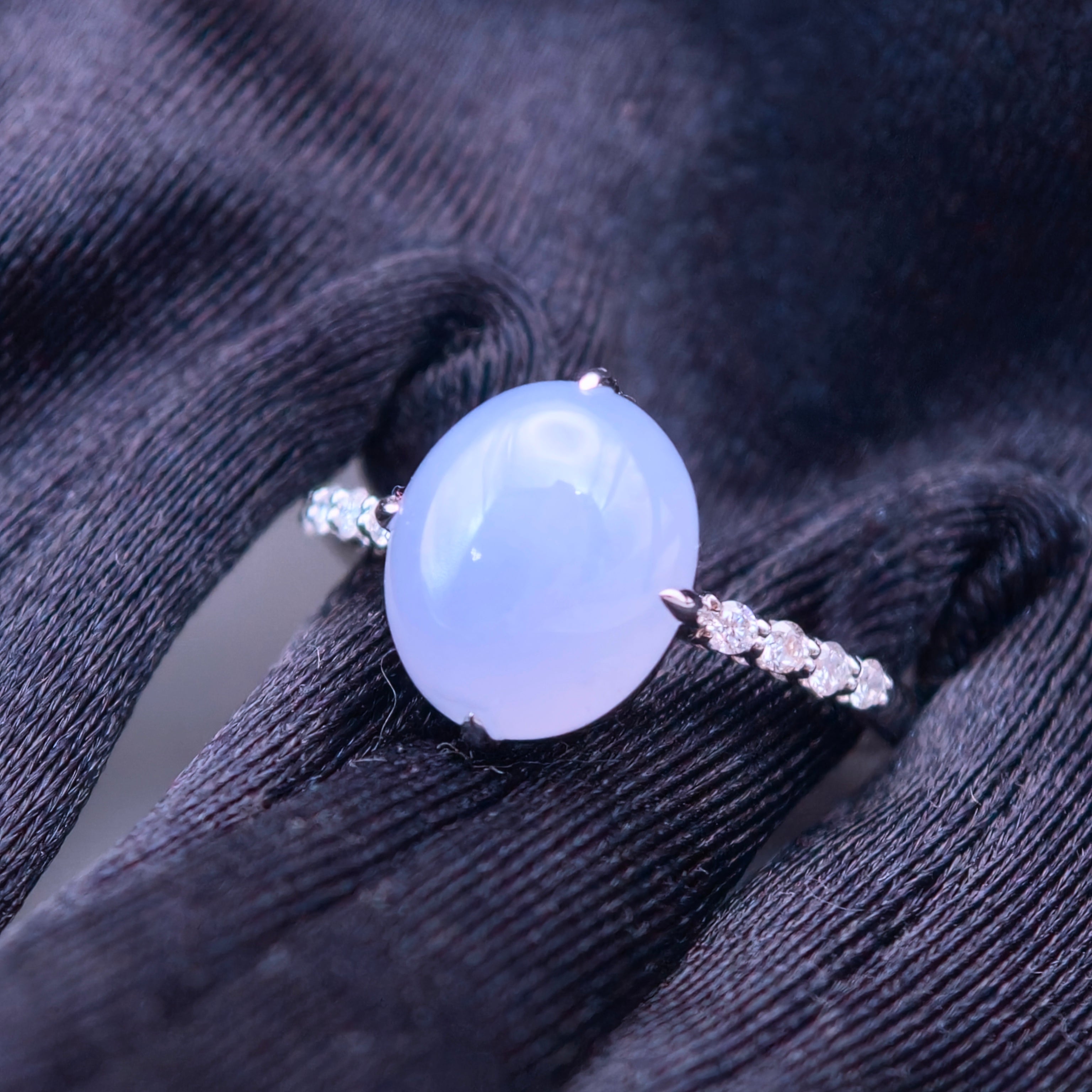 18K Lavender Jadeite Ring｜藍紫翡翠戒指《星軌・藍月》