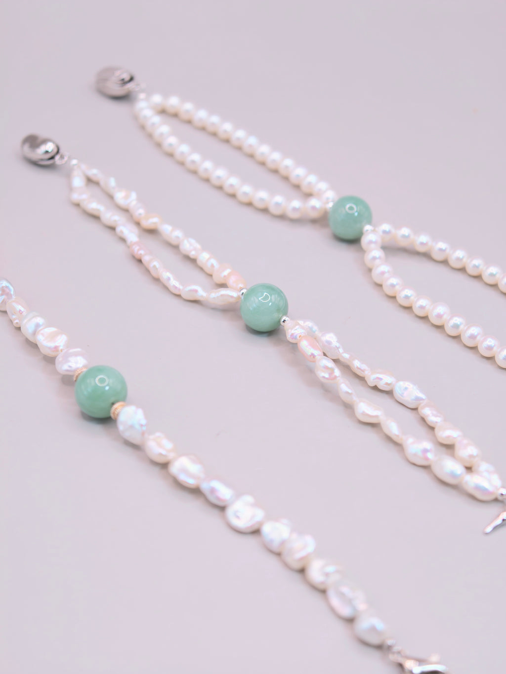 Pearl & Jadeite Bracelet｜珍珠果綠翡翠手鍊《翠心・雙軌》