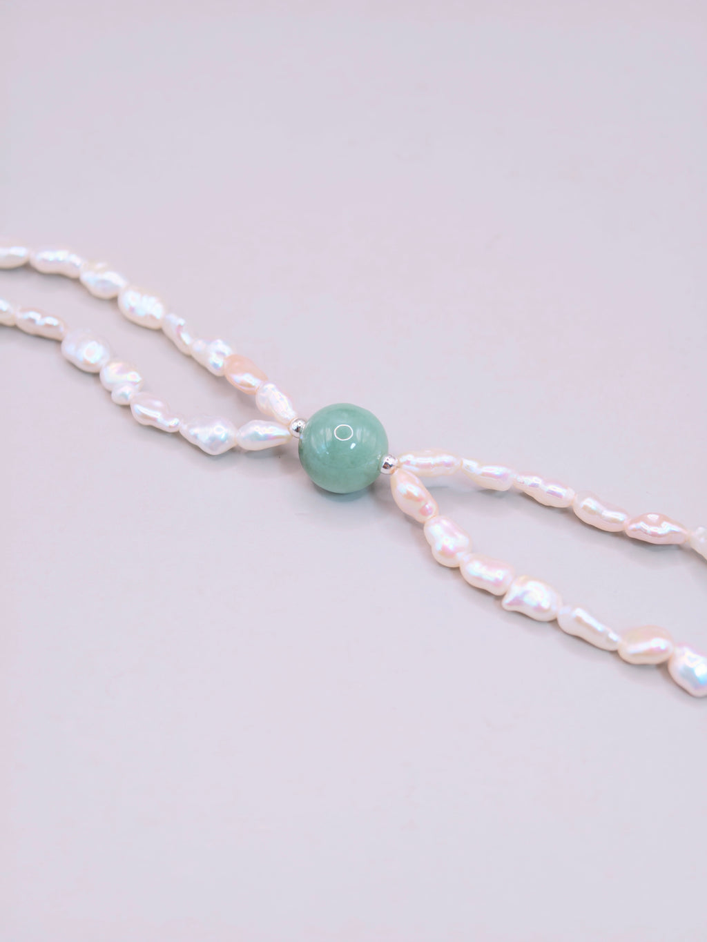 Baroque Pearl & Jadeite Bracelet｜巴洛克珍珠果綠翡翠雙鍊手鍊《翠心・雙軌》