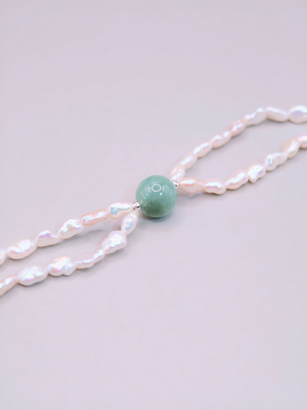 Baroque Pearl & Jadeite Bracelet｜巴洛克珍珠果綠翡翠雙鍊手鍊《翠心・雙軌》