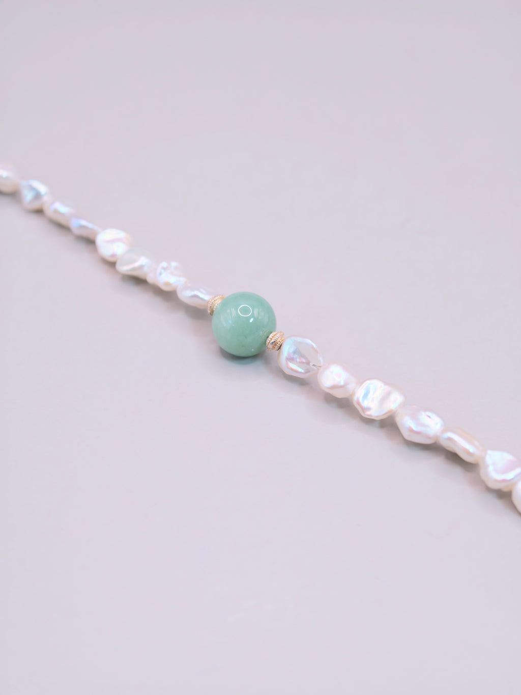 Baroque Pearl & Jadeite Bracelet｜巴洛克珍珠果綠翡翠手鍊《翠心・流光》