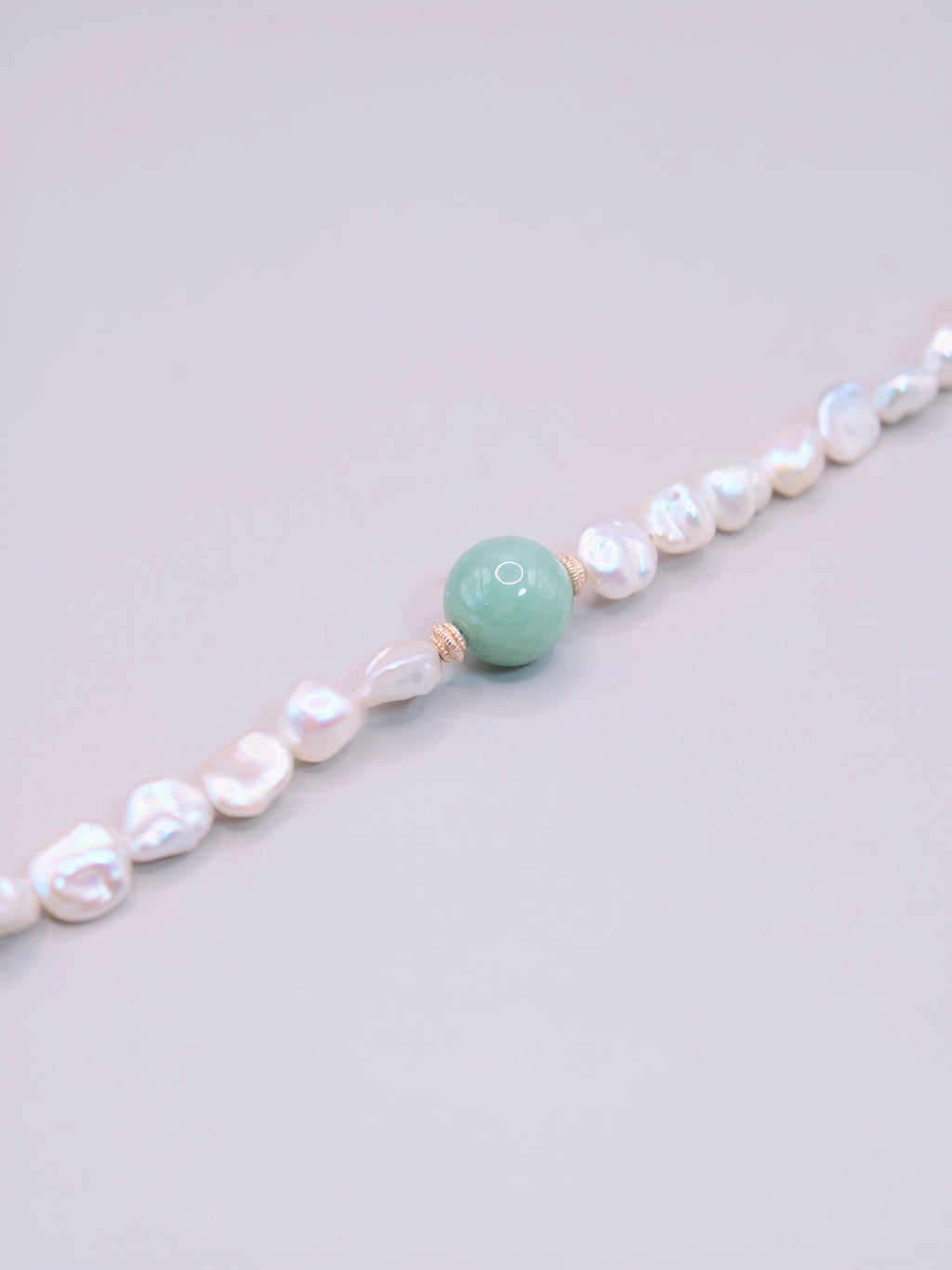 Baroque Pearl & Jadeite Bracelet｜巴洛克珍珠果綠翡翠手鍊《翠心・流光》