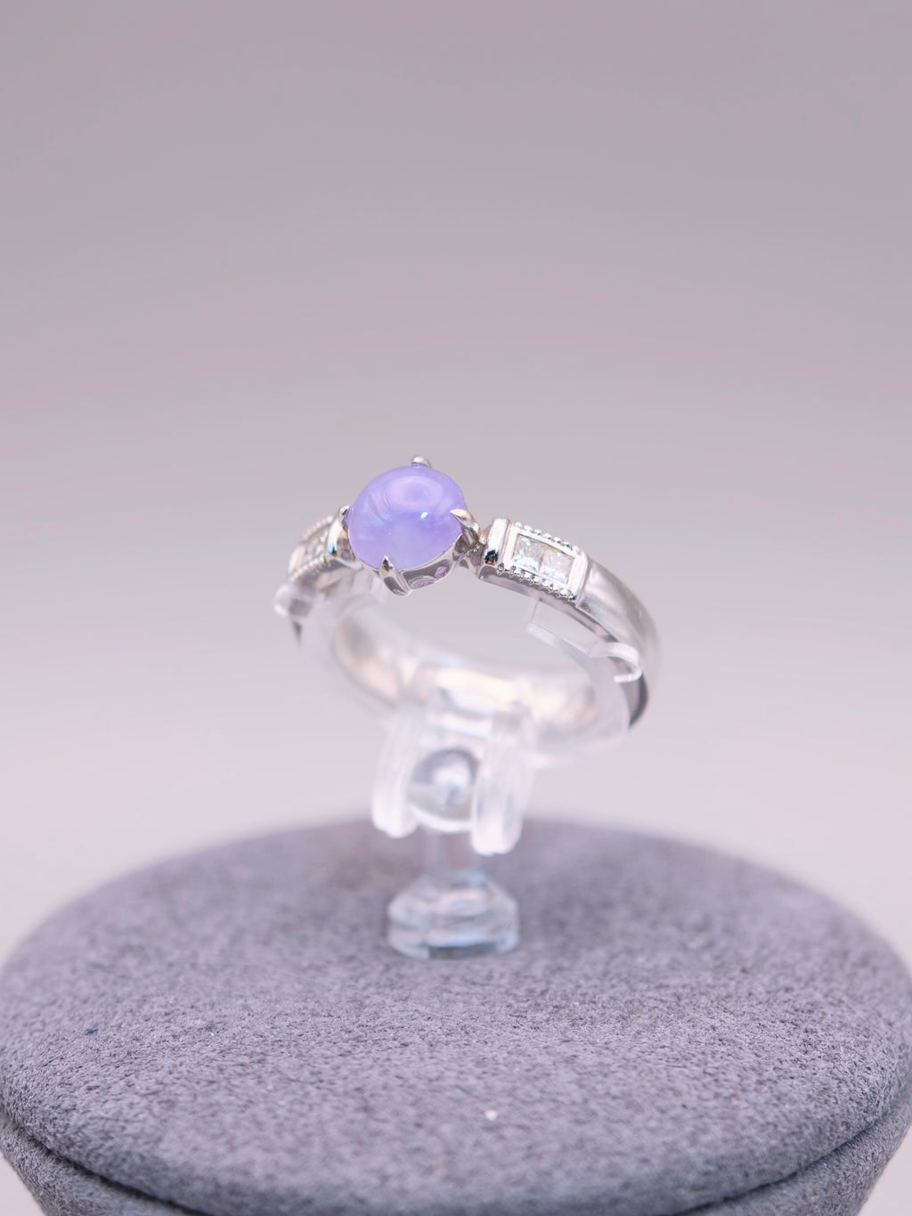 18K Lavender Jadeite Diamond Ring｜18K紅春紫翡翠鑽石戒指《紫曜・方界》