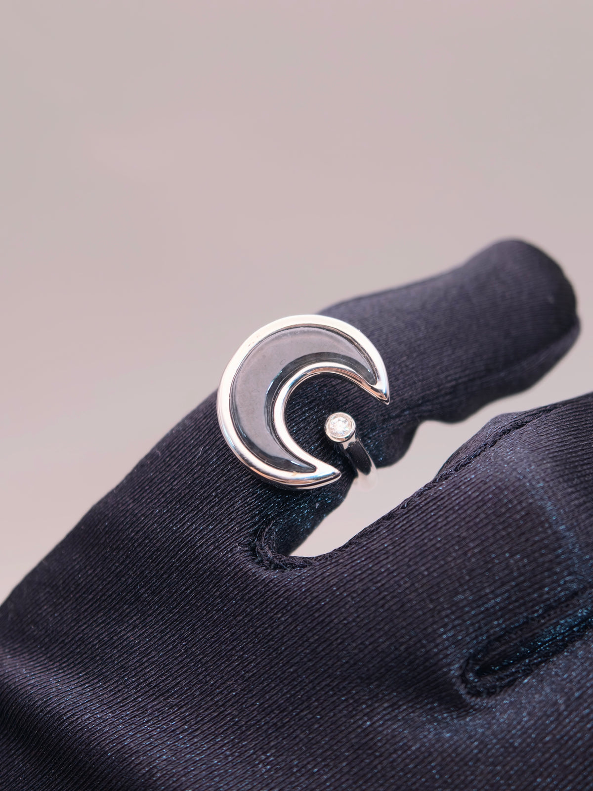 925 Silver Black Jadeite Ring｜925銀烏雞翡翠戒指《烏月・單軌》
