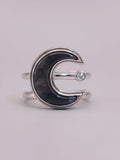925 Silver Black Jadeite Ring｜925銀烏雞翡翠戒指《烏月・雙軌》