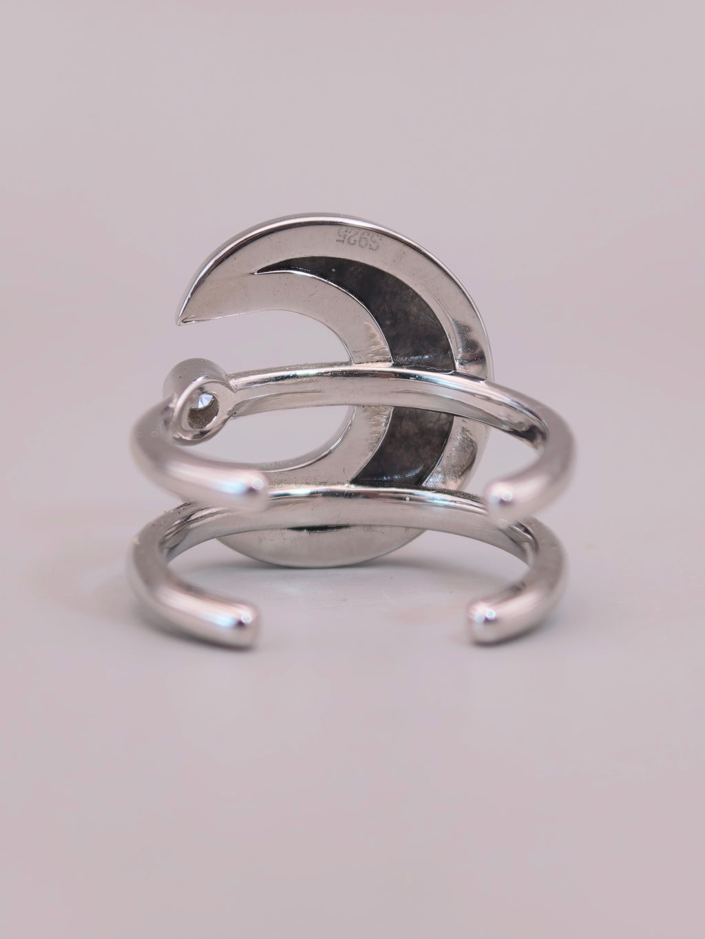 925 Silver Black Jadeite Ring｜925銀烏雞翡翠戒指《烏月・雙軌》