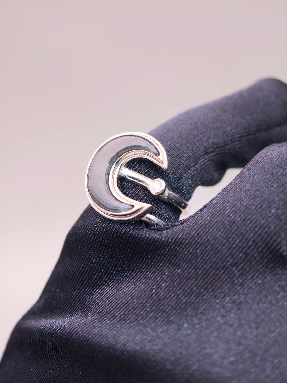 925 Silver Black Jadeite Ring｜925銀烏雞翡翠戒指《烏月・雙軌》