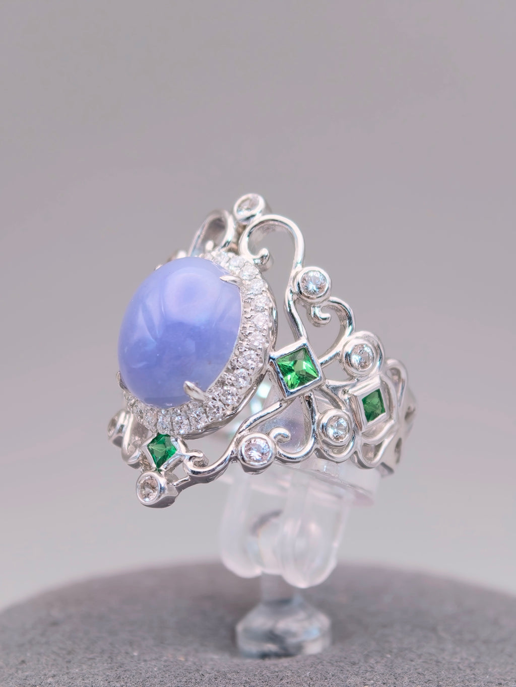 18K Violet Jadeite Ring｜18K天然紫翡翠鑽石戒指《紫冠・自冕》