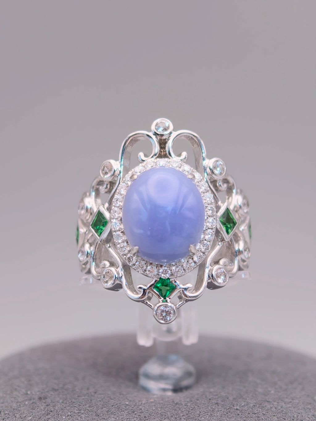 18K Violet Jadeite Ring｜18K天然紫翡翠鑽石戒指《紫冠・自冕》