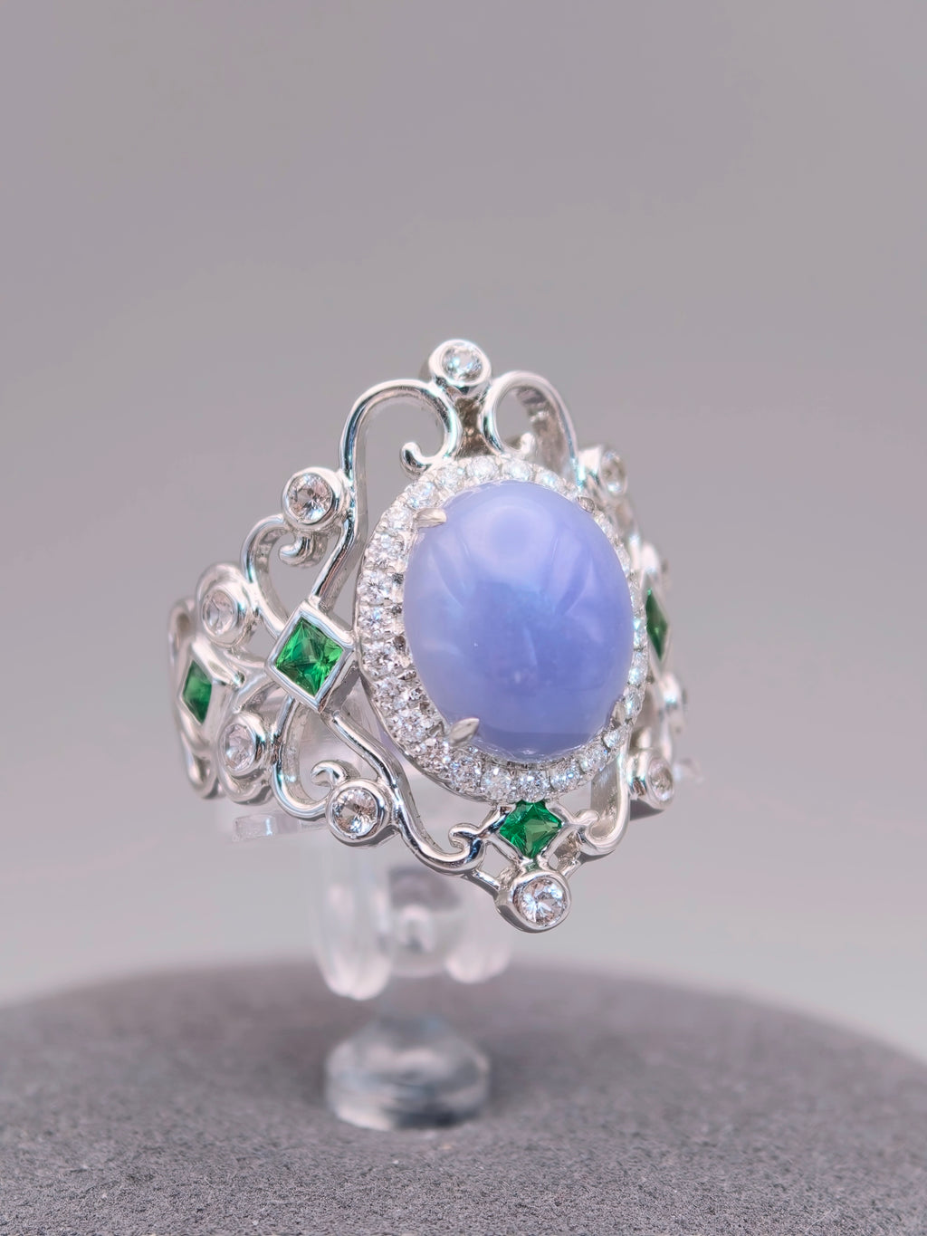 18K Violet Jadeite Ring｜18K天然紫翡翠鑽石戒指《紫冠・自冕》
