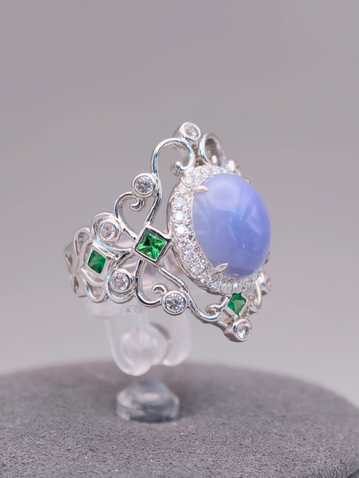 18K Violet Jadeite Ring｜18K天然紫翡翠鑽石戒指《紫冠・自冕》