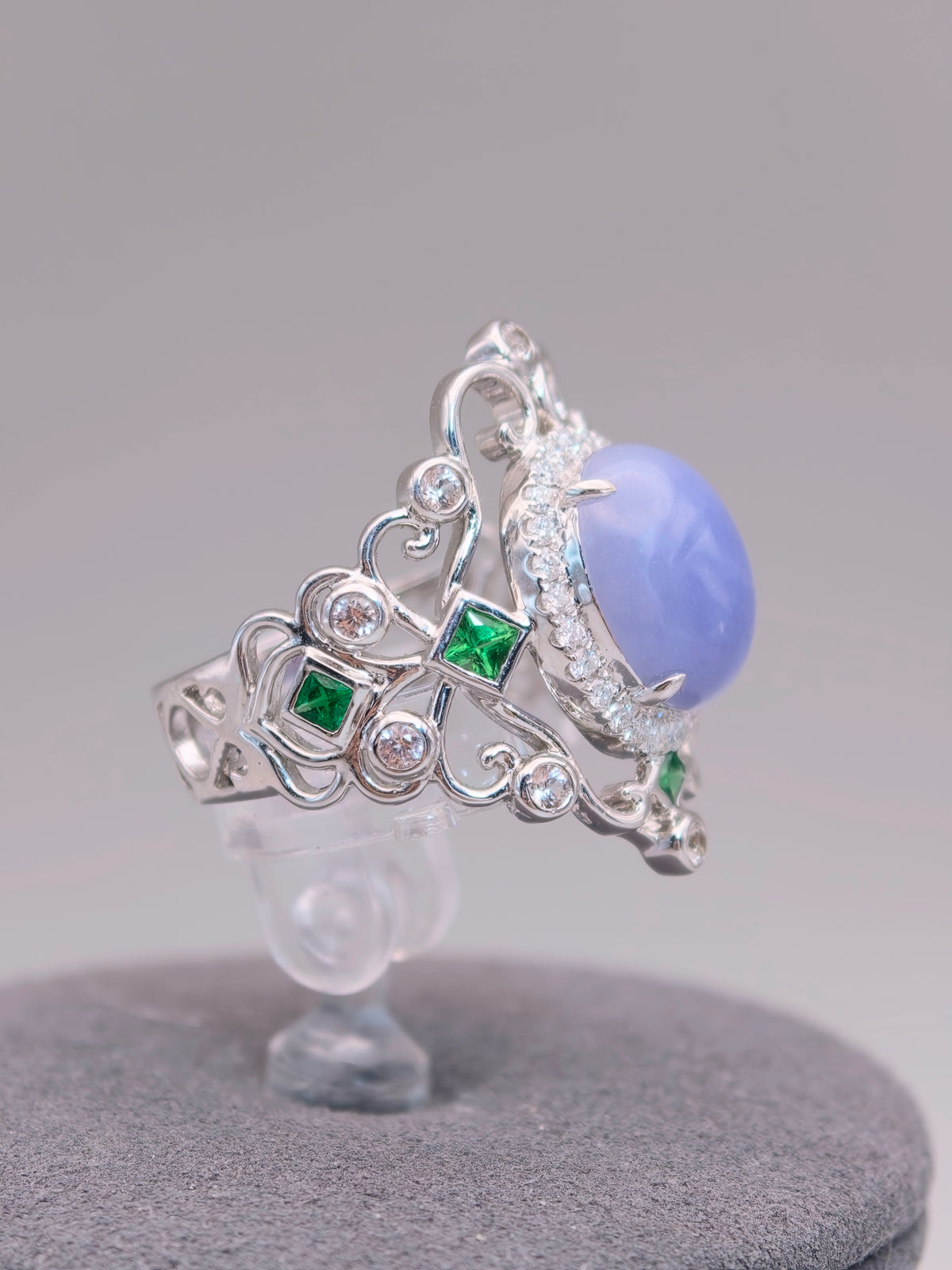 18K Violet Jadeite Ring｜18K天然紫翡翠鑽石戒指《紫冠・自冕》
