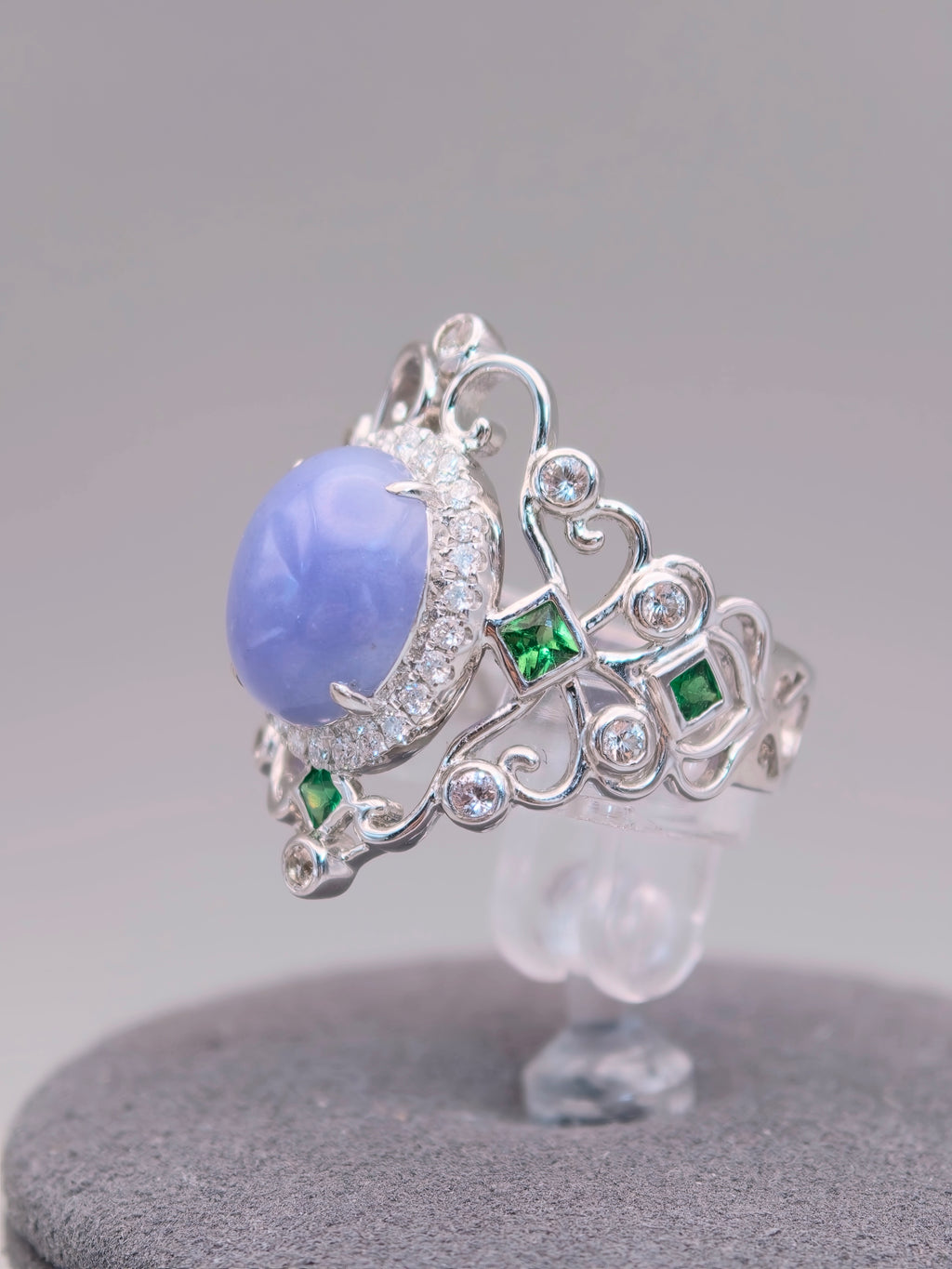 18K Violet Jadeite Ring｜18K天然紫翡翠鑽石戒指《紫冠・自冕》