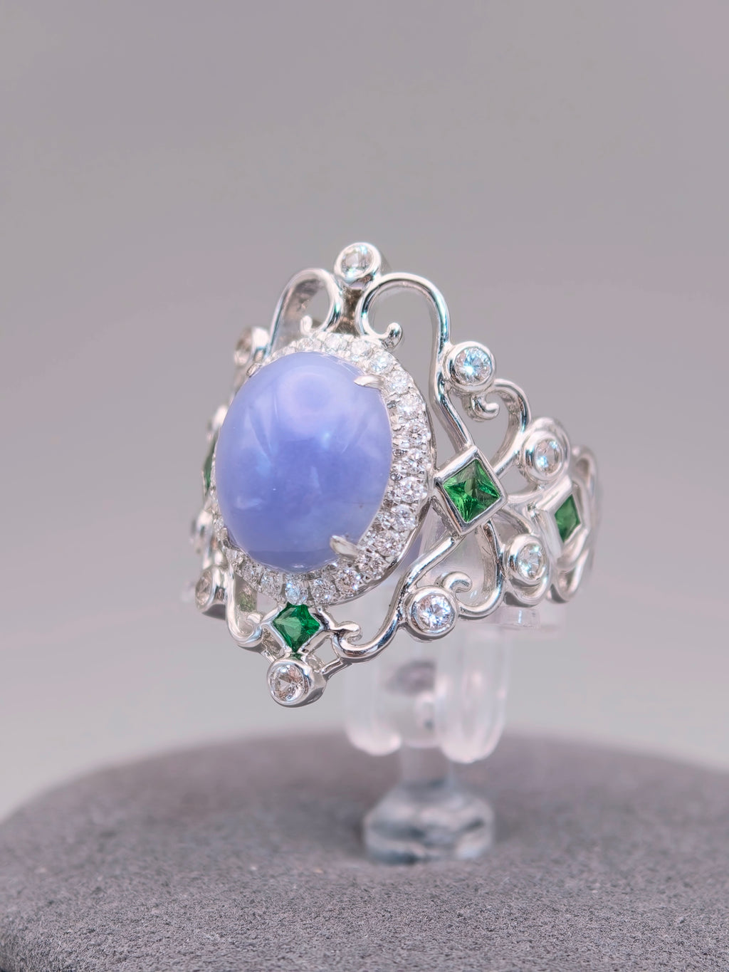 18K Violet Jadeite Ring｜18K天然紫翡翠鑽石戒指《紫冠・自冕》