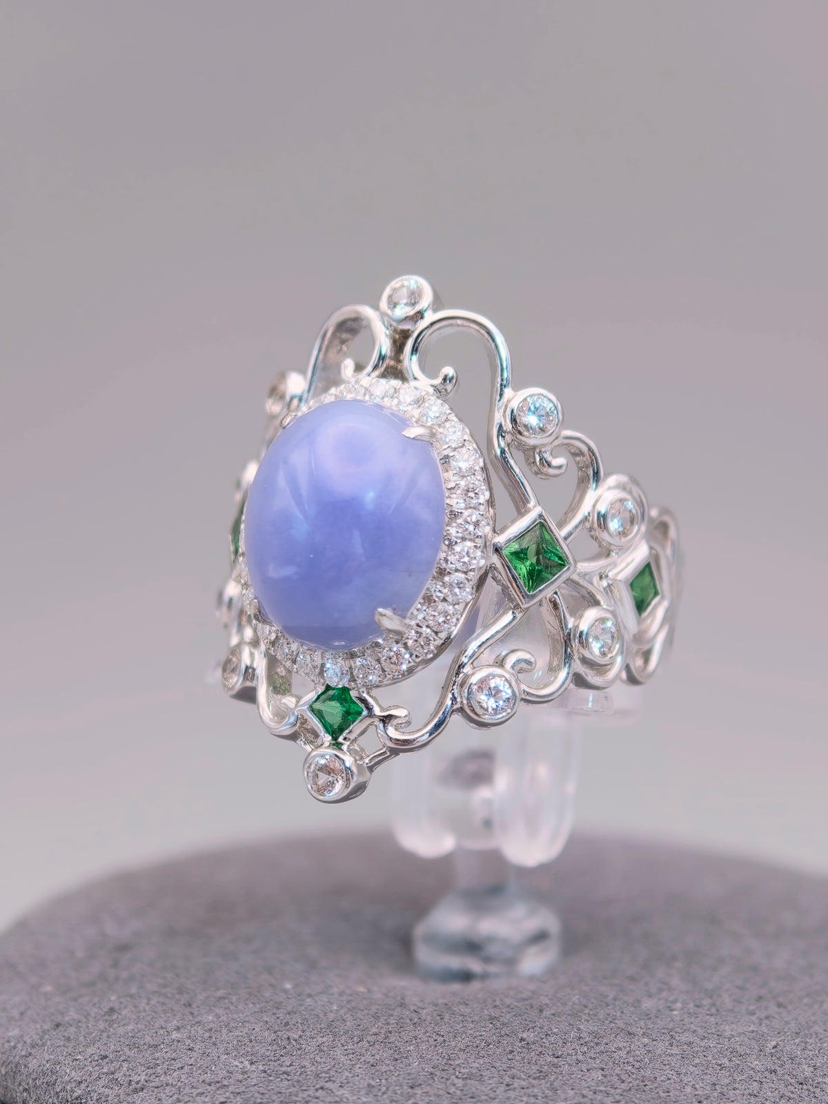 18K Violet Jadeite Ring｜18K天然紫翡翠鑽石戒指《紫冠・自冕》