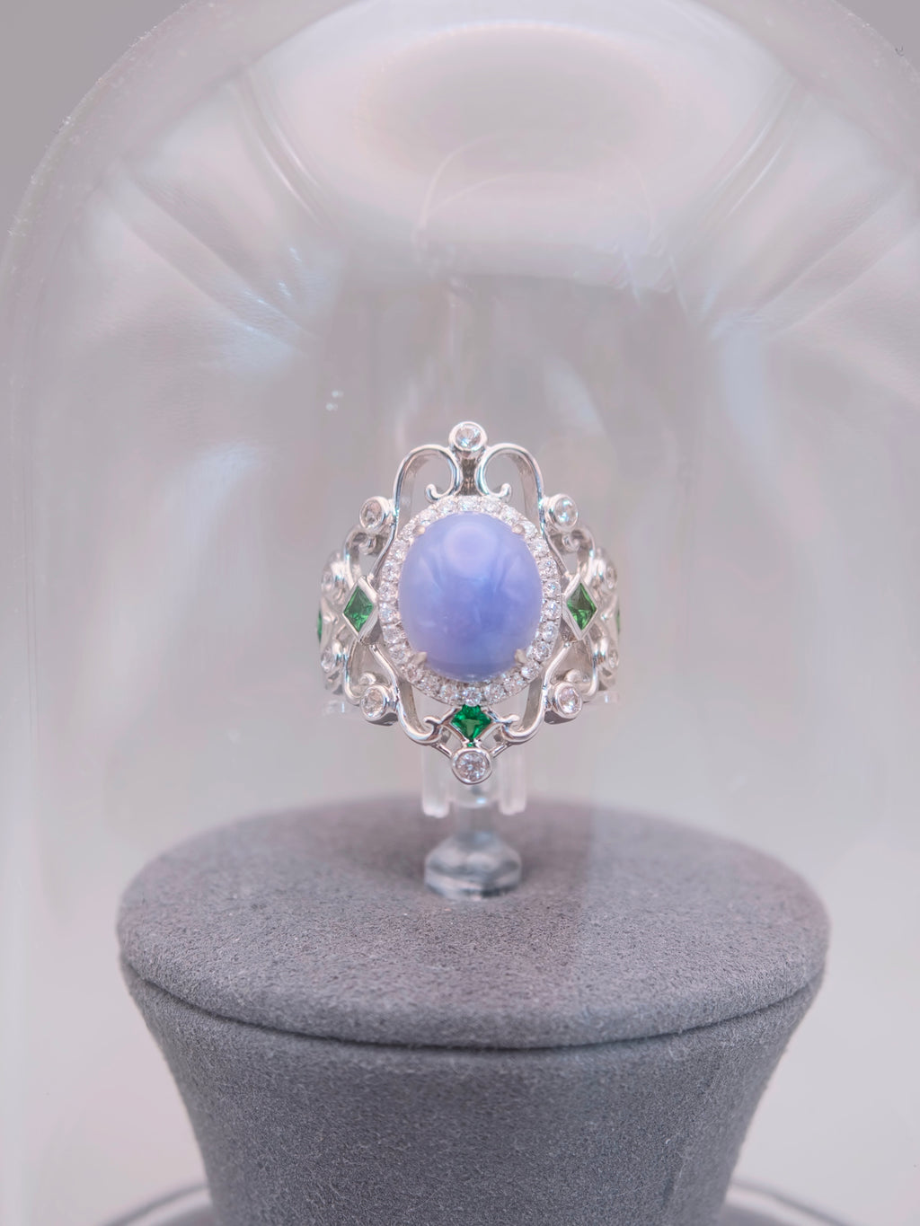 18K Violet Jadeite Ring｜18K天然紫翡翠鑽石戒指《紫冠・自冕》