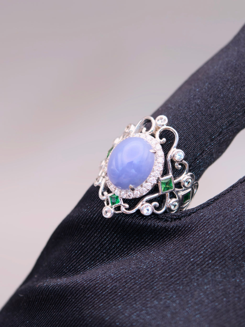 18K Violet Jadeite Ring｜18K天然紫翡翠鑽石戒指《紫冠・自冕》