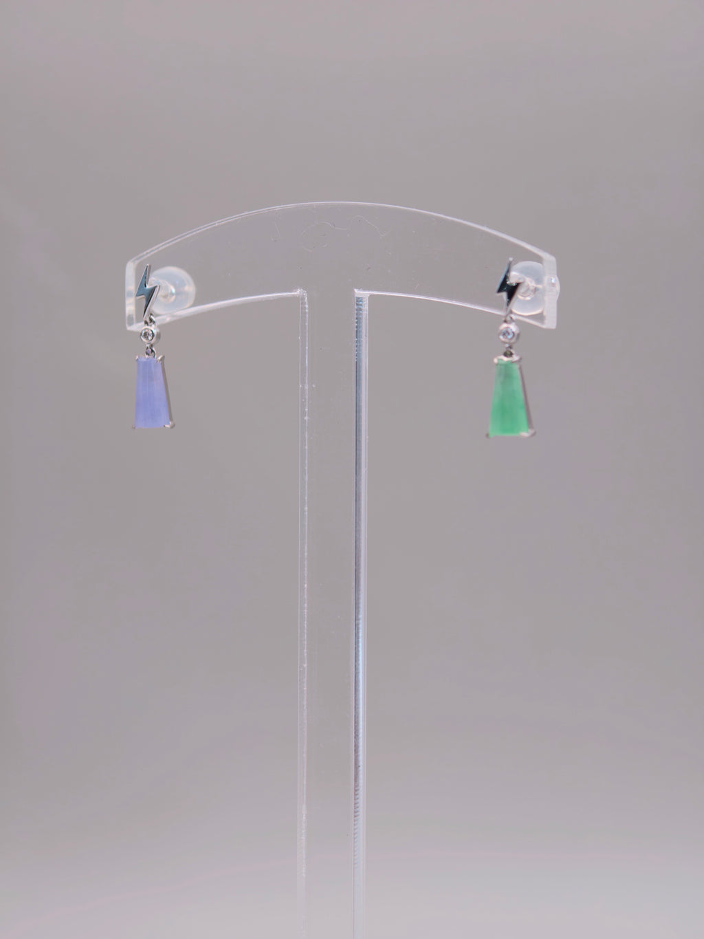 18K Jadeite Twin Star Earrings｜18K雙色翡翠耳釘《雙星・極閃》