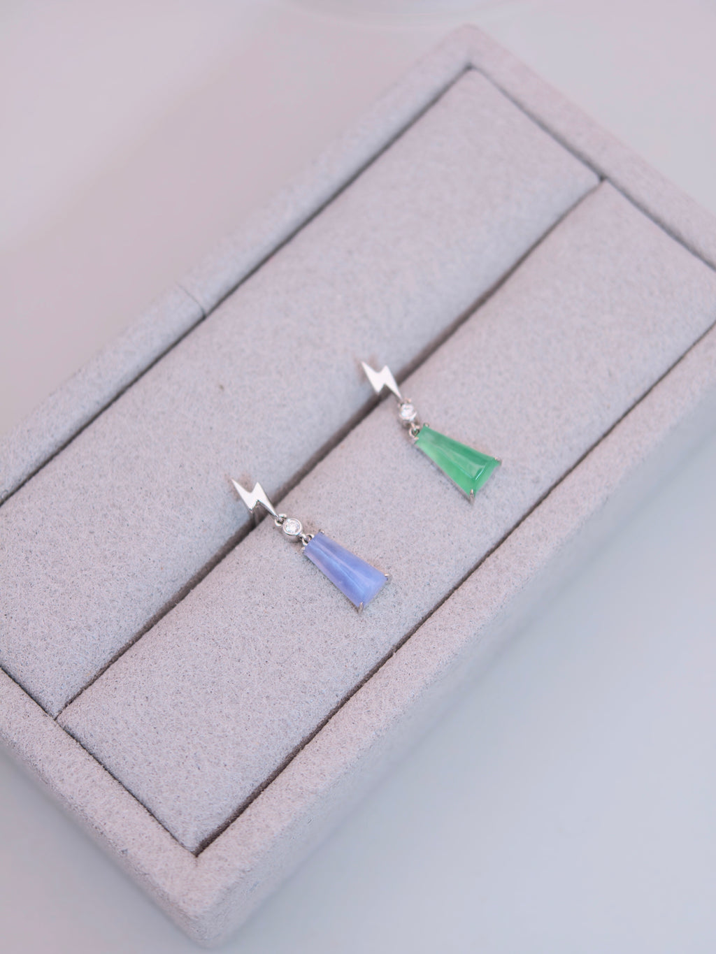 18K Jadeite Twin Star Earrings｜18K雙色翡翠耳釘《雙星・極閃》