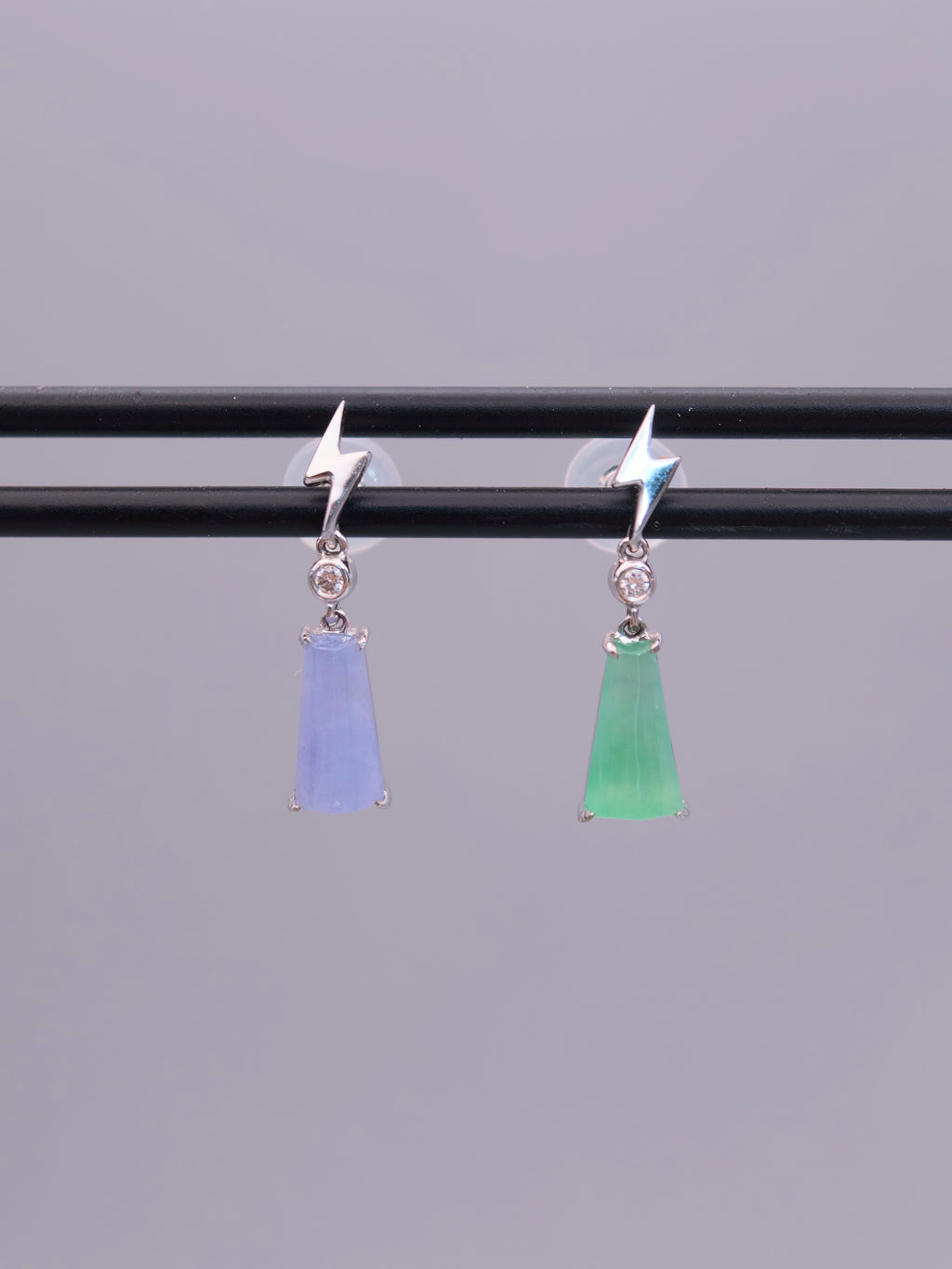 18K Jadeite Twin Star Earrings｜18K雙色翡翠耳釘《雙星・極閃》