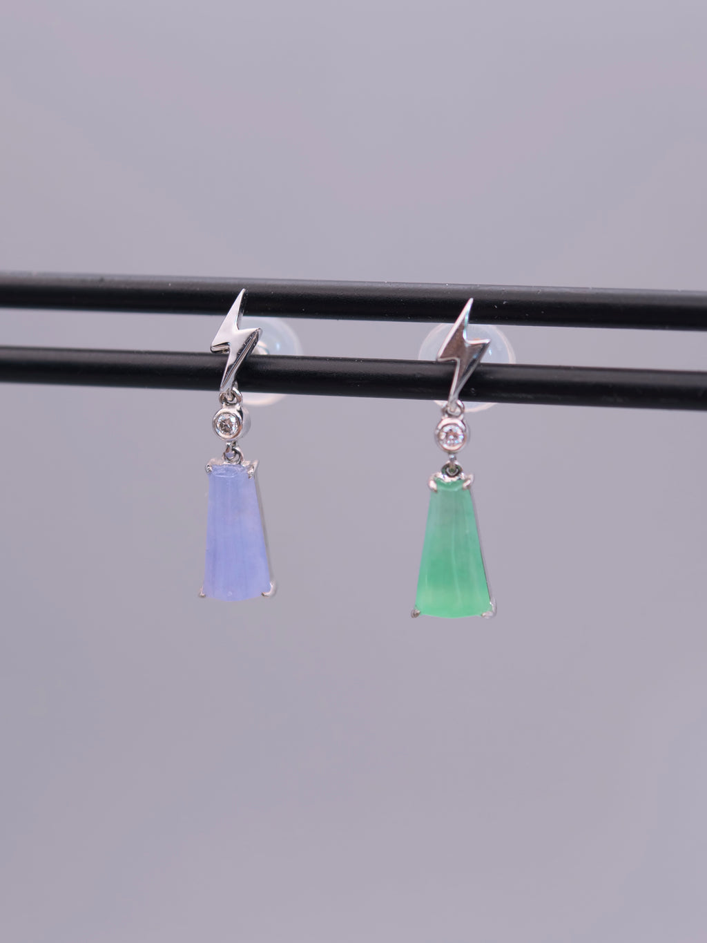 18K Jadeite Twin Star Earrings｜18K雙色翡翠耳釘《雙星・極閃》