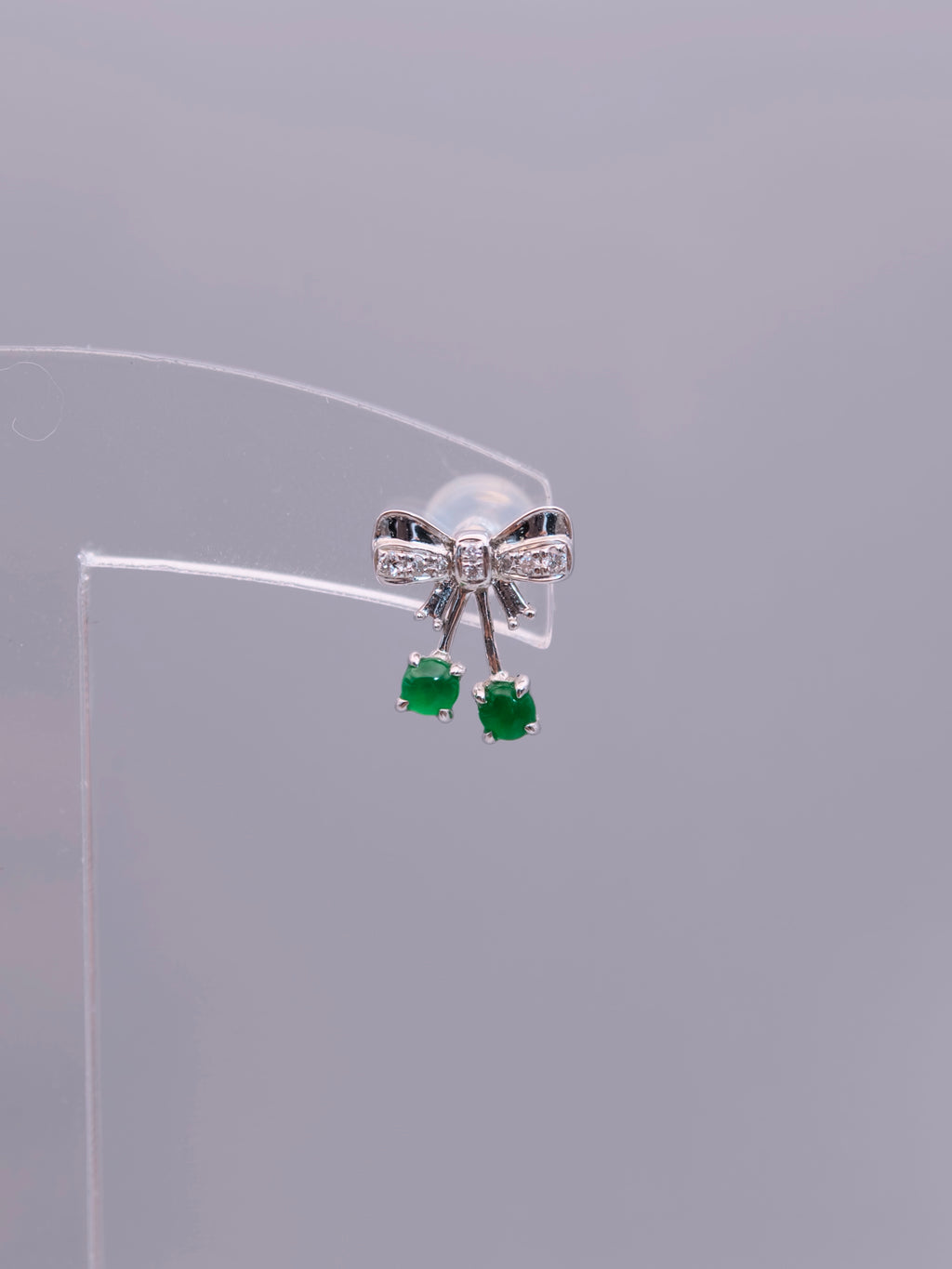 18K Jadeite Bow Earrings｜18K雙色翡翠蝴蝶結耳環《雙星・映翠》