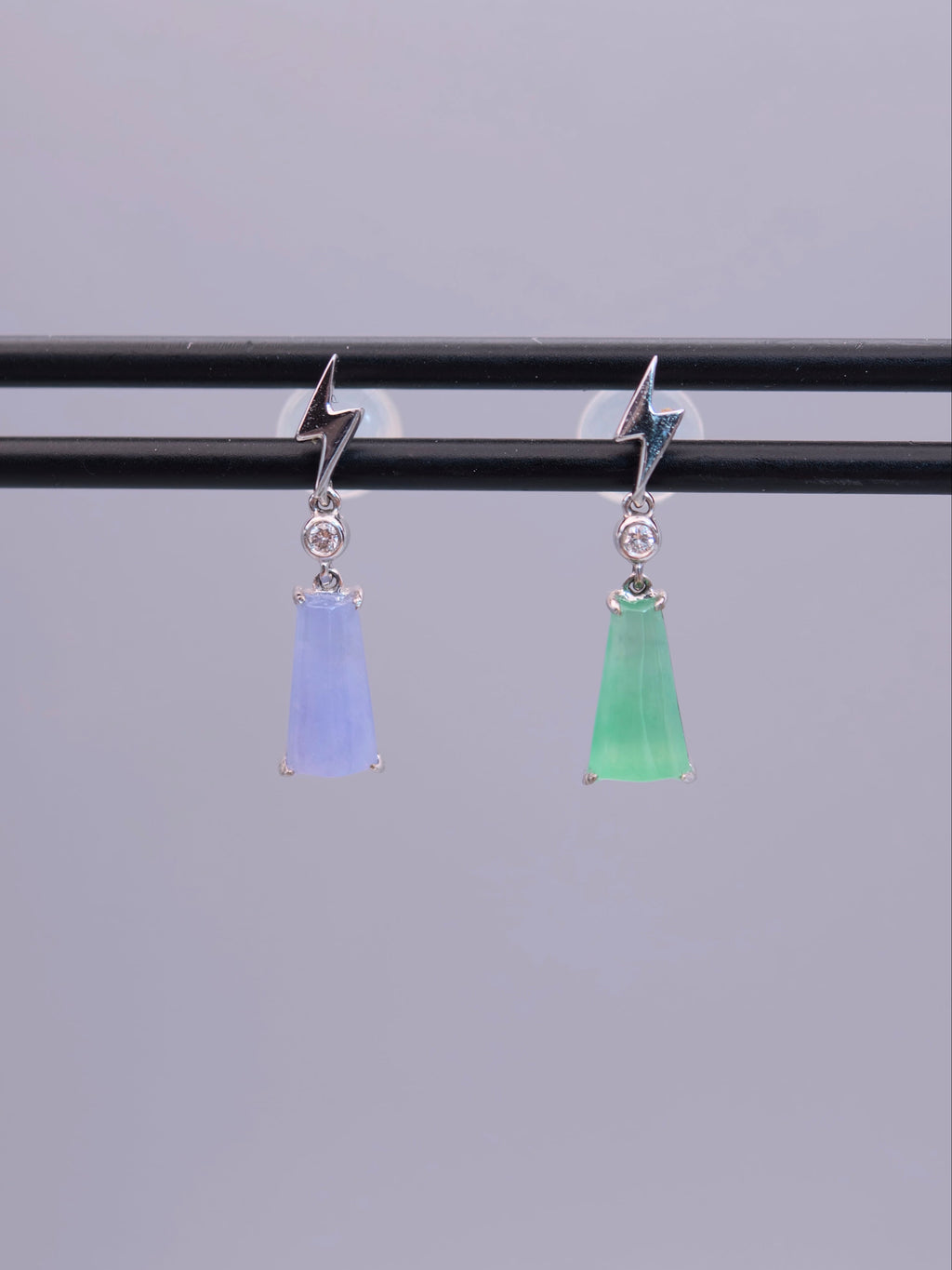 18K Jadeite Twin Star Earrings｜18K雙色翡翠耳釘《雙星・極閃》