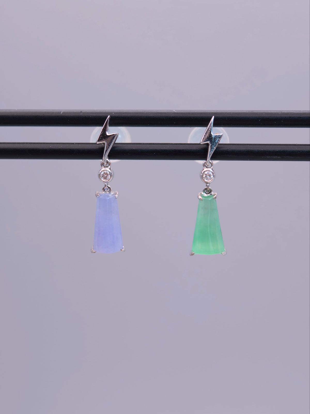 18K Jadeite Twin Star Earrings｜18K雙色翡翠耳釘《雙星・極閃》