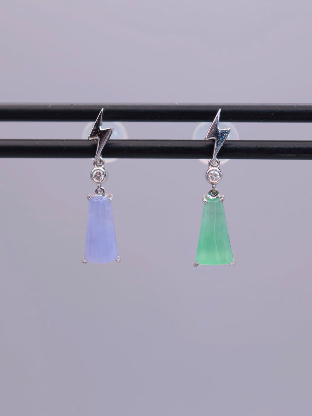 18K Jadeite Twin Star Earrings｜18K雙色翡翠耳釘《雙星・極閃》
