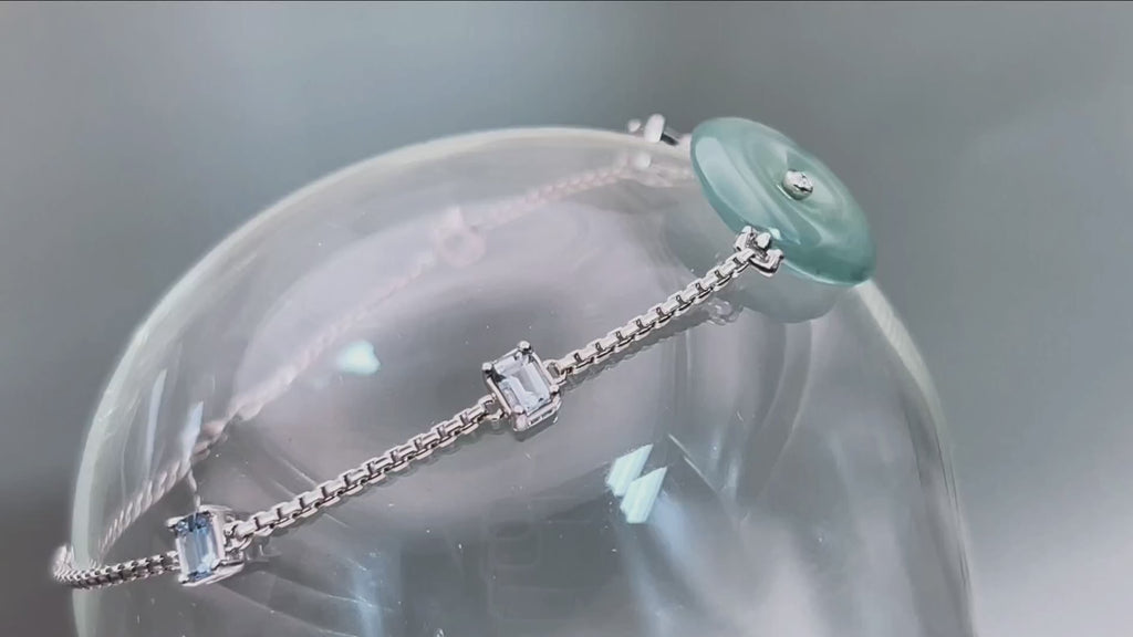 18K Jadeite & Aquamarine Bracelet｜18K湖水藍翡翠海藍寶手鍊《冰環・星軌》