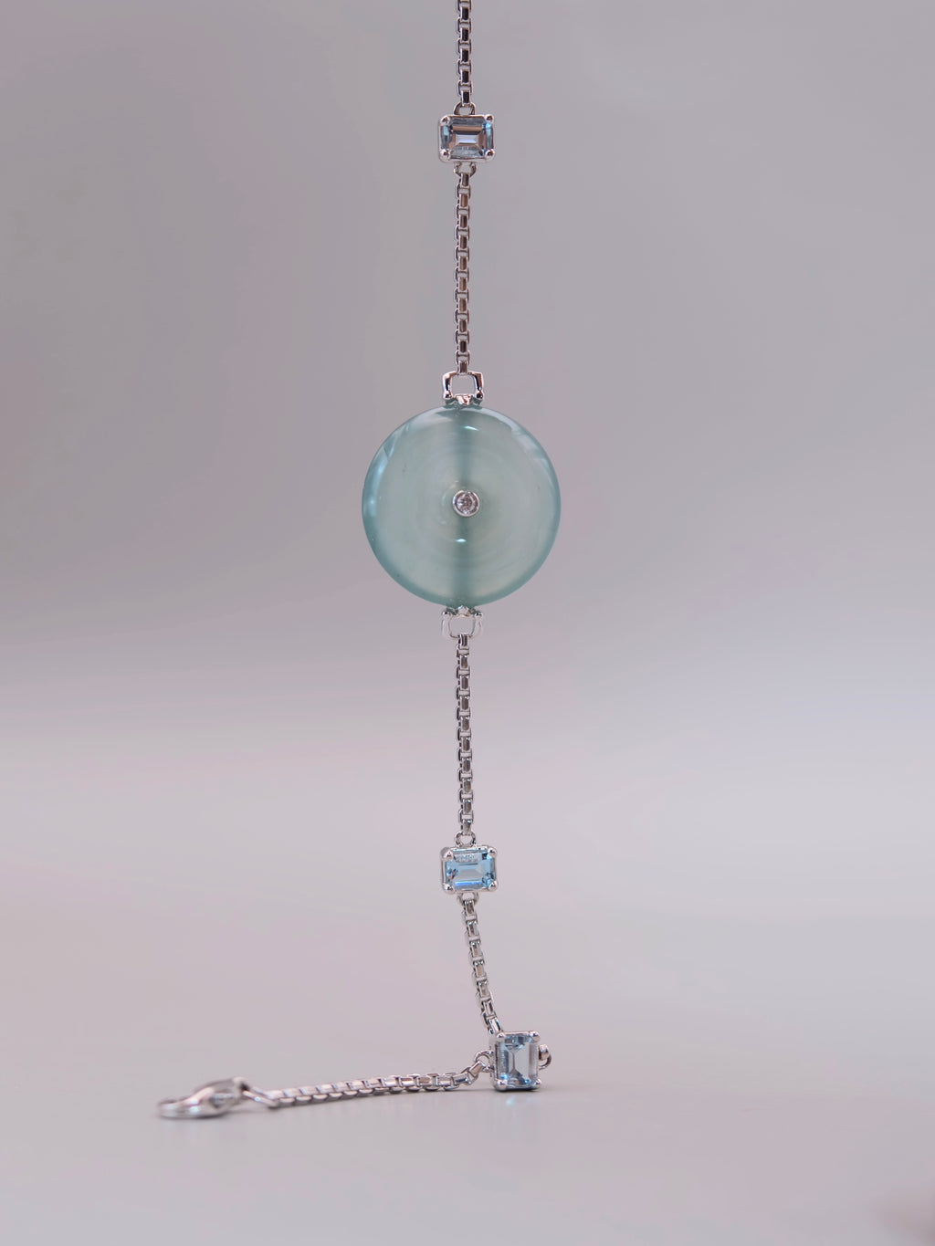 18K Jadeite & Aquamarine Bracelet｜18K湖水藍翡翠海藍寶手鍊《冰環・星軌》