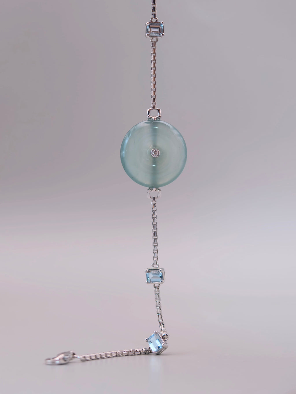 18K Jadeite & Aquamarine Bracelet｜18K湖水藍翡翠海藍寶手鍊《冰環・星軌》