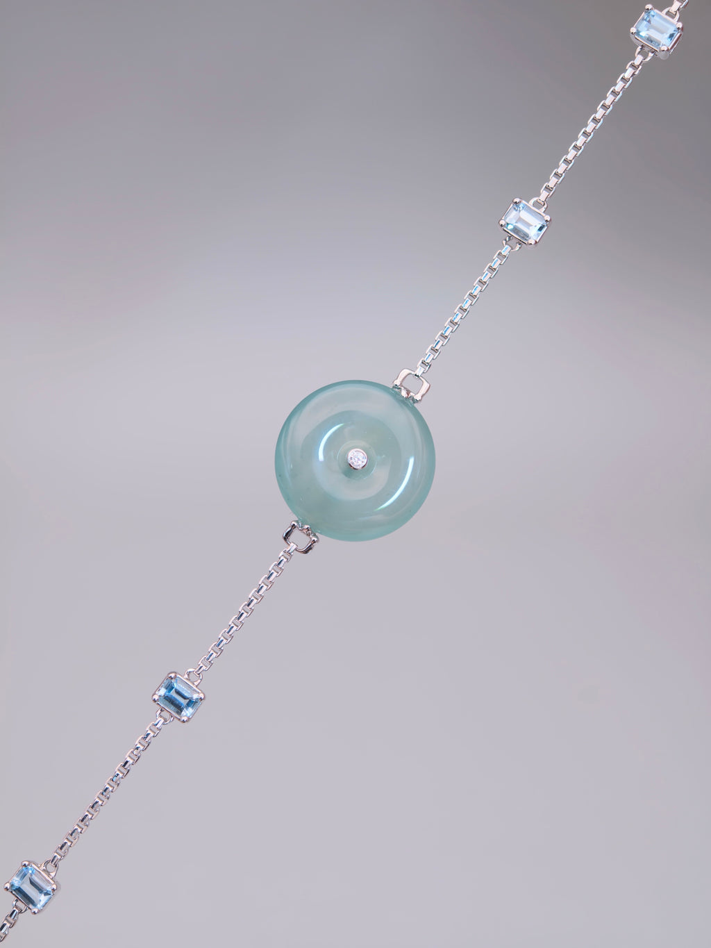 18K Jadeite & Aquamarine Bracelet｜18K湖水藍翡翠海藍寶手鍊《冰環・星軌》