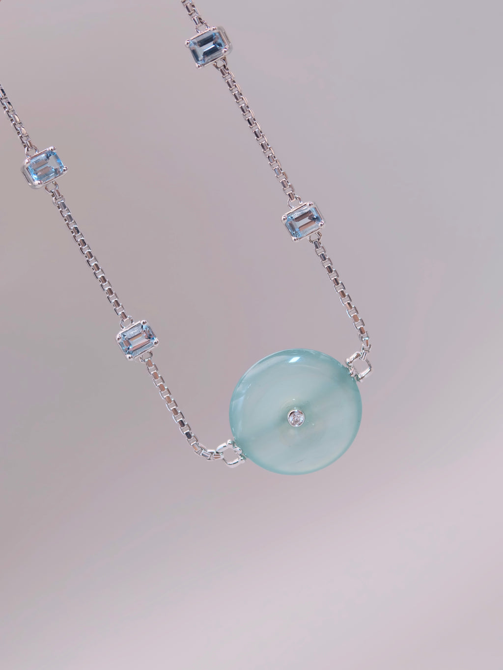 18K Jadeite & Aquamarine Bracelet｜18K湖水藍翡翠海藍寶手鍊《冰環・星軌》